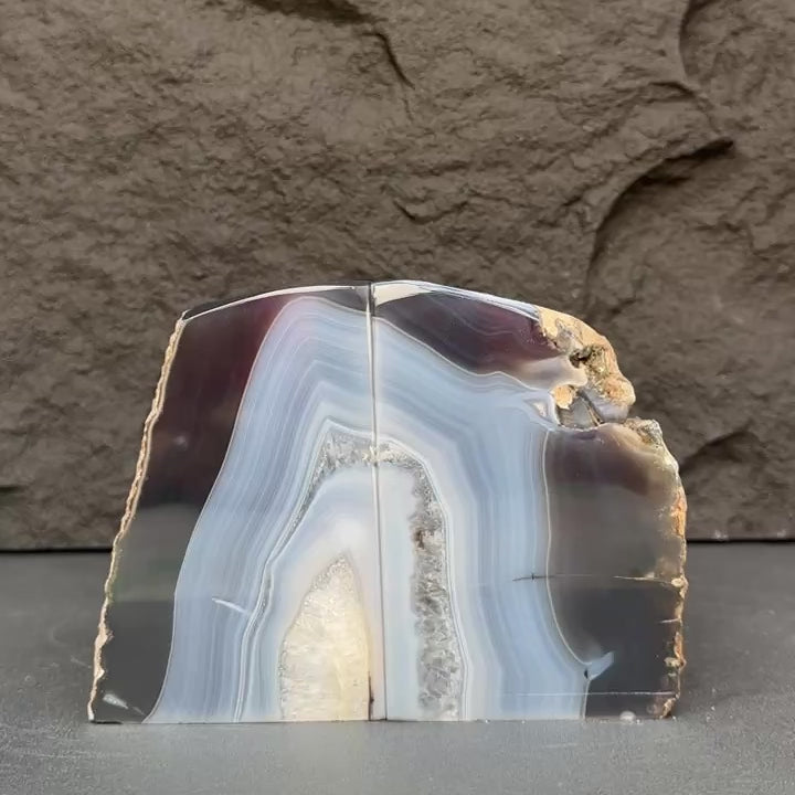 Natural Agate Crystal Bookends