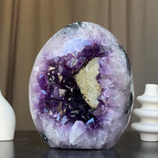 Uruguayan Amethyst and Quartz Cave, Natural Geode, 8 inches Amethyst crystal