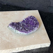 Flat amethyst raw purple crystal cluster