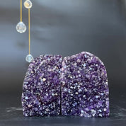 Amethyst bookends, One of a kind set of amethyst and agate geode crystals