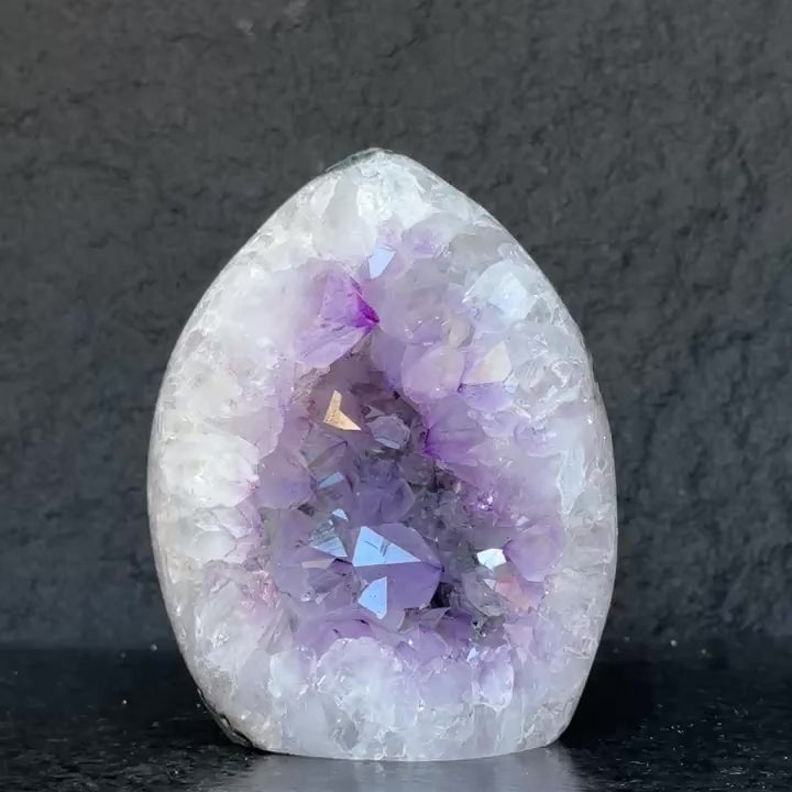 Extra Large Amethyst Geode Cave, Oval shaped Full polished stone, Stunning decor piece, Giant Crystal