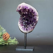 Large Amethyst Geode Crystal, Deep Purple Amethyst on modern stand