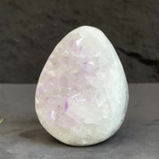 Clear Quartz Crystal Egg, Amethyst and quartz piece, Natural cave shaped polished  stones, white quartz geode