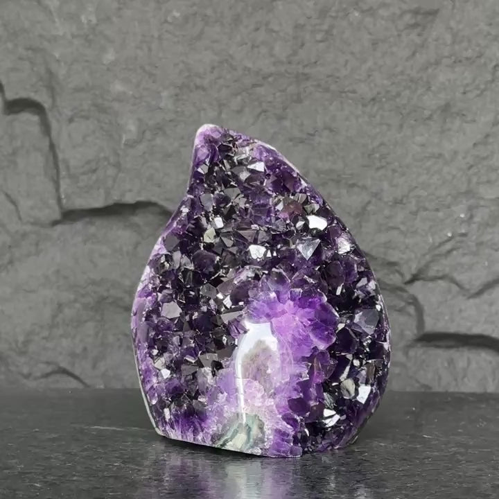 Semiprecious amethyst stone, amethyst flame