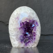 Crystal Geode, home decor with crystals, quartz and amethyst find, Amethyst with agate egg shaped