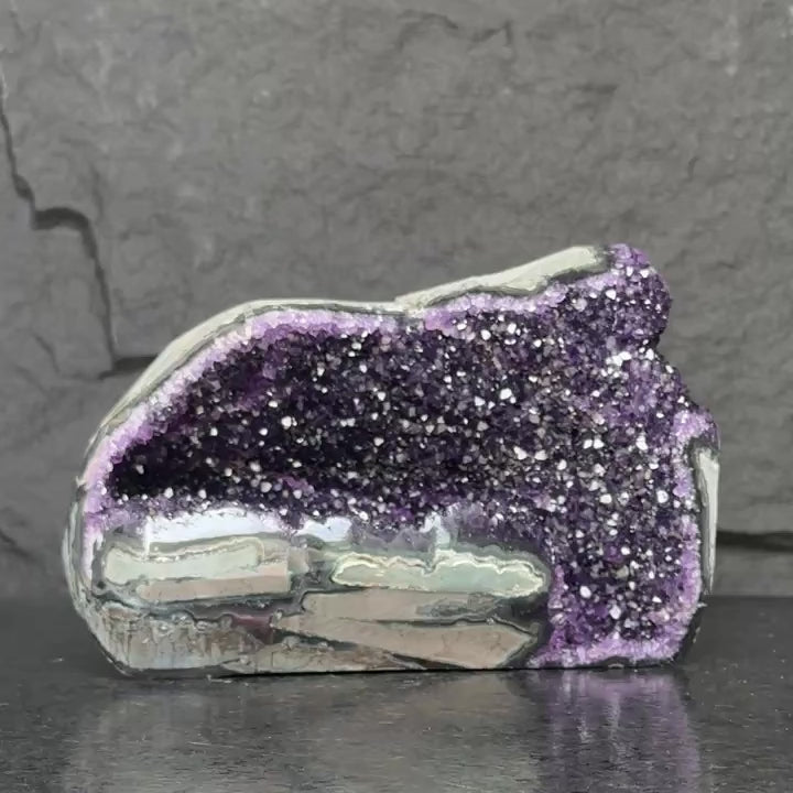 Large Amethyst Geode Cave with Agate edges, Unique Home Decor Crystal, High Quality Quartz, Crystal centerpiece