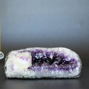 Amethyst Cave with Agate at edges, High quality geode 9 Lb weight, intense purple points, red jasper and green agate formations