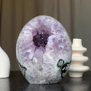 Extra Large Amethyst Geode Cave, Oval shaped Full polished stone, Stunning decor piece, Giant Crystal