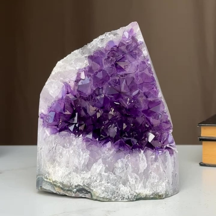 Deep Purple Amethyst Geode Cave, Perfect for Home Decor