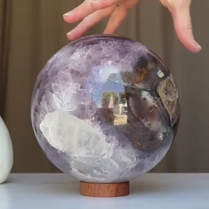 Extra Large Amethyst Geode Sphere, Crystal Ball, Open Sphere, Deep Purple Project Amethyst Geode