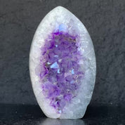 Amethyst Geode Crystal Egg with incredible Agate formations, Natural cave shaped polished agate stone