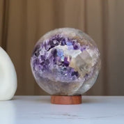 Extra large amethyst sphere, Amethyst and agate Geode Sphere, 4.7 Lb Crystal Ball, Open Sphere