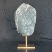 White Quartz with metallic base, Large Cave shaped, 10 inches tall piece for collectors, Full polished, Stunning decor Crystal