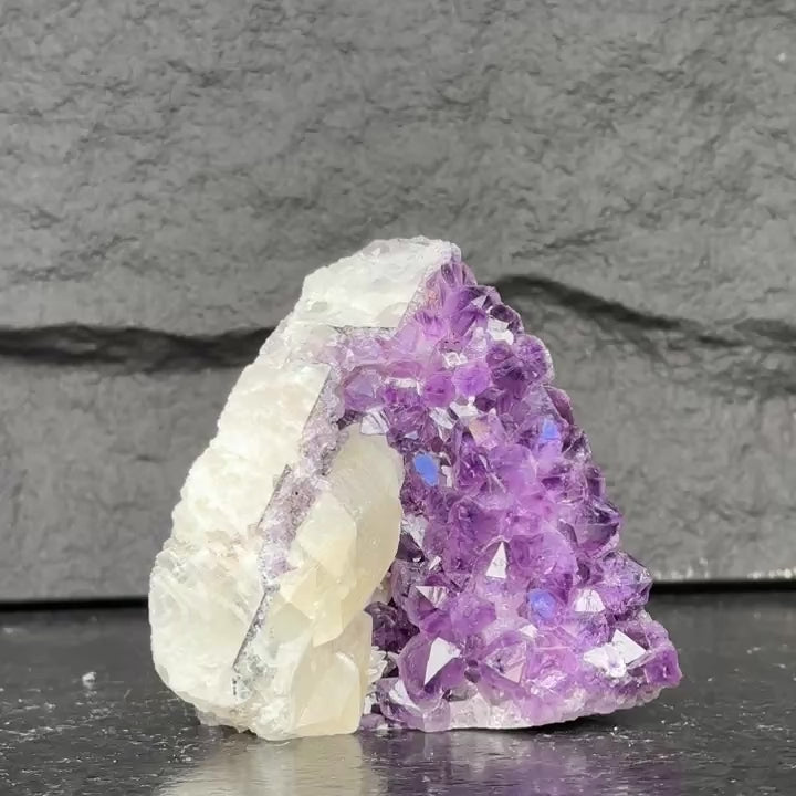 amethyst crystal with calcite
