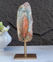 XL Natural Jasper with Metal Stand: Uruguay Crystal Cave, 7 inches gemstone