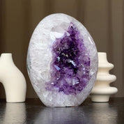 Amethyst Crystal Egg, Unique Amethyst Geode, Statement piece for collectors, Large Cave with  Agate formations