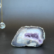 Amethyst Geode Bowl, Natural Deep Purple Amethyst Crystal Round Shaped Cluster, Home Decor Crystal Geode Cave