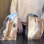 Natural Jasper and Agate Crystal Bookends, Incredible XXL Polished Stones, Premium quality crystals, extra large geode bookends for decor