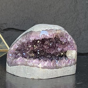 Flat Natural amethyst centerpiece, Unique geode for tabletop decor, rare find with agate formations