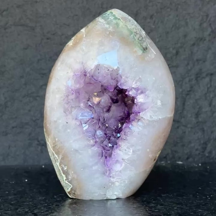 Extra Large Amethyst Geode Cave, Oval shaped Full polished stone, Stunning decor piece, Giant Crystal