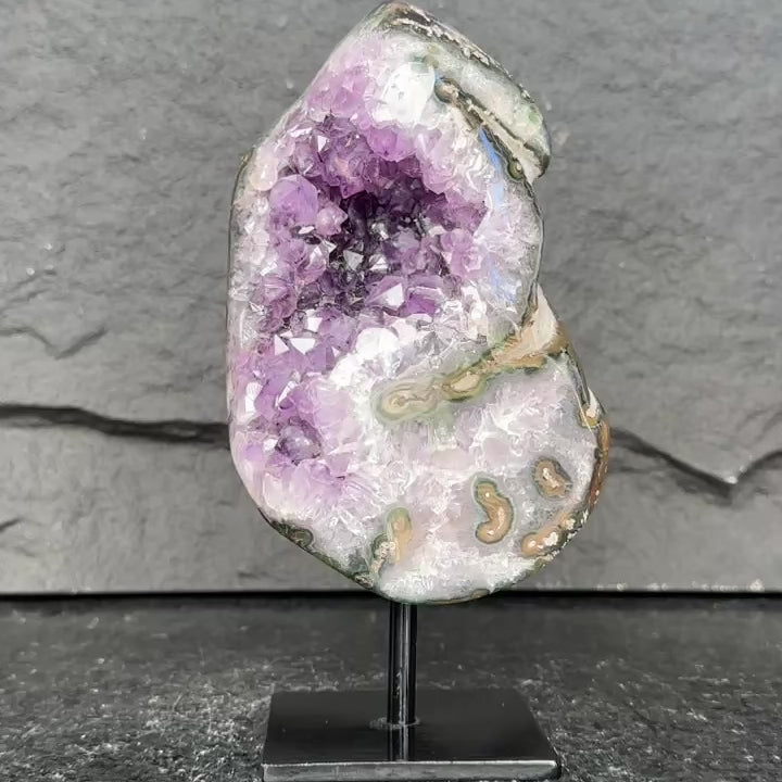 rare amethyst slice with display