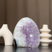 White Quartz Crystal Egg, Unique Amethyst Geode, Statement piece for collectors, Large Cave with  Agate formations