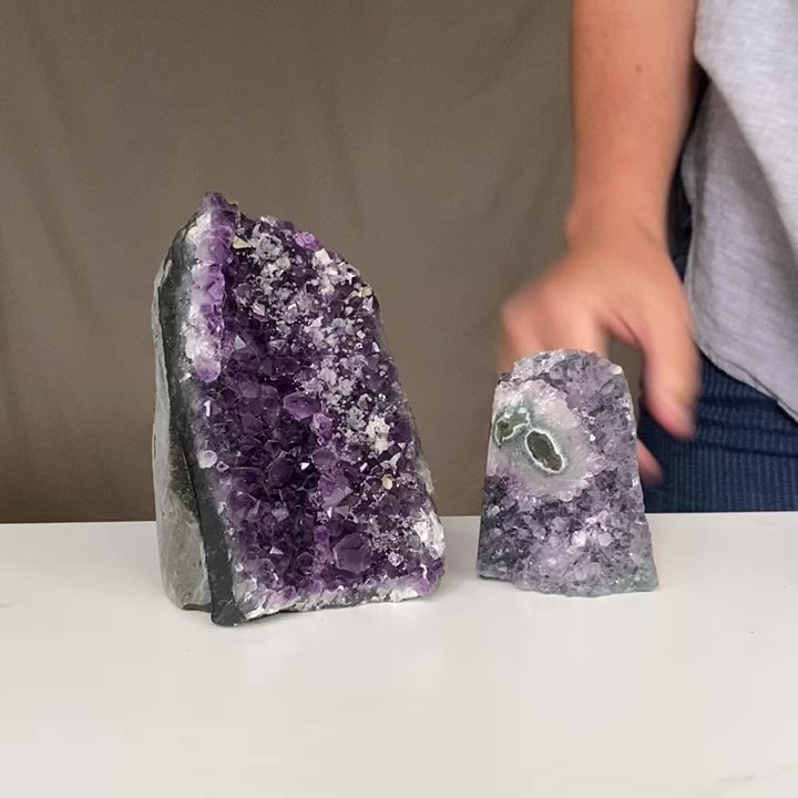 Stunning Amethyst Clusters with Agate Formation, 2 pieces 3 Lbs