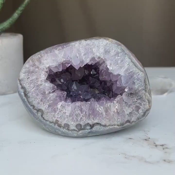 Amethyst Centerpiece Cave Geode with Agate Formations, Toptable Home Decor Crystal, High Quality Quartz Cluster from Uruguay