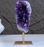 Stunning Natural Amethyst Geode with Metal Stand for Home Decor, XL Amethyst Cave