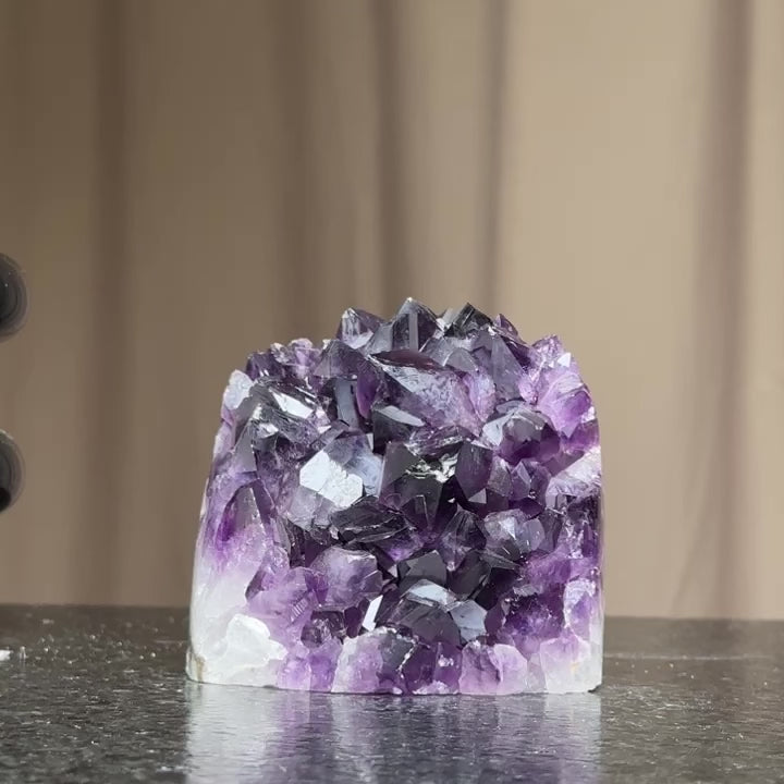 Deep Purple Amethyst cathedral geode, Unique raw crystal cluster, self stand