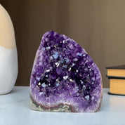 Deep Purple Amethyst cathedral geode, Unique raw crystal cluster, self stand