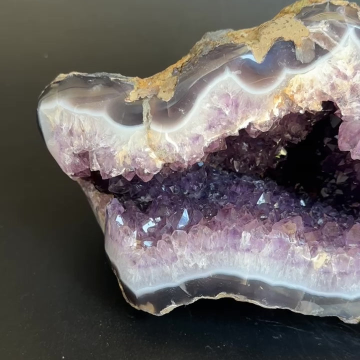 The largest Amethyst Geode Centerpiece, Extra Large decor piece, Outstanding Purple crystal with green agate details