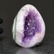 Natural Amethyst Quartz Egg Shaped Crystal Cluster with agate formations, extra Large Amazing AAA Quality Geode Cave for collectors