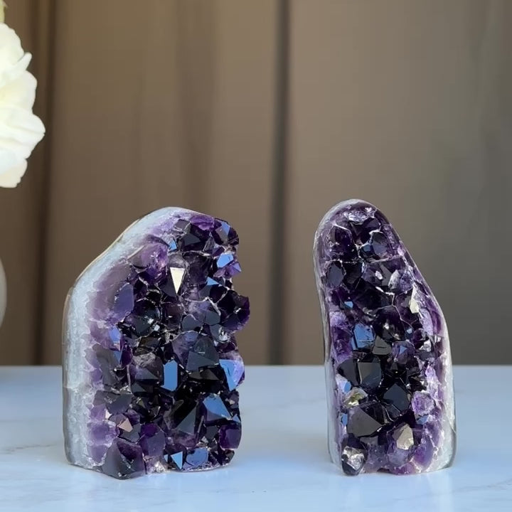 Amethyst point set of 2, amethysts for meditation altar, anxiety crystals