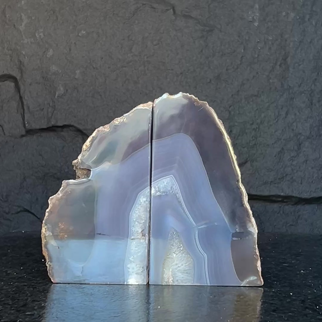 Natural Agate Crystal Bookends