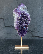 Natural Uruguayan Amethyst Cave on Metal Stand: Rare Home Decor