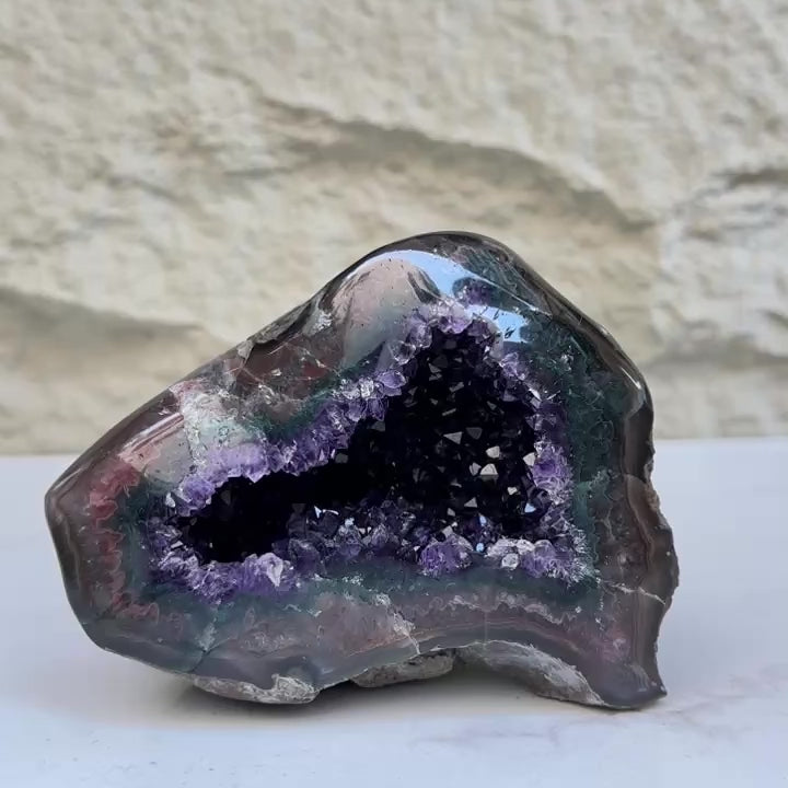 Uruguayan Amethyst & Agate Crystal Geode