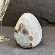 Clear Quartz Crystal Egg, Amethyst and quartz piece, Natural cave shaped polished  stones, white quartz geode
