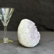 Clear Quartz Crystal Egg, Amethyst and quartz piece, Natural cave shaped polished  stones, white quartz geode