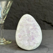 Clear Quartz Crystal Egg, Amethyst and quartz piece, Natural cave shaped polished  stones, white quartz geode