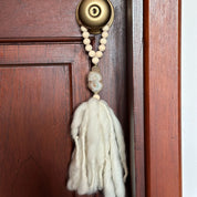 Beaded Garland with Tassels made from Merino Wool and Stalactite Crystal, One of a kind decor piece, Boho Beads for Coffee Table