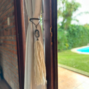 Curtains Tie Back with Amethyst Crystal and Merino Wool Tassels, Stalactite Stone Home Decor, window curtains holder with metal chains