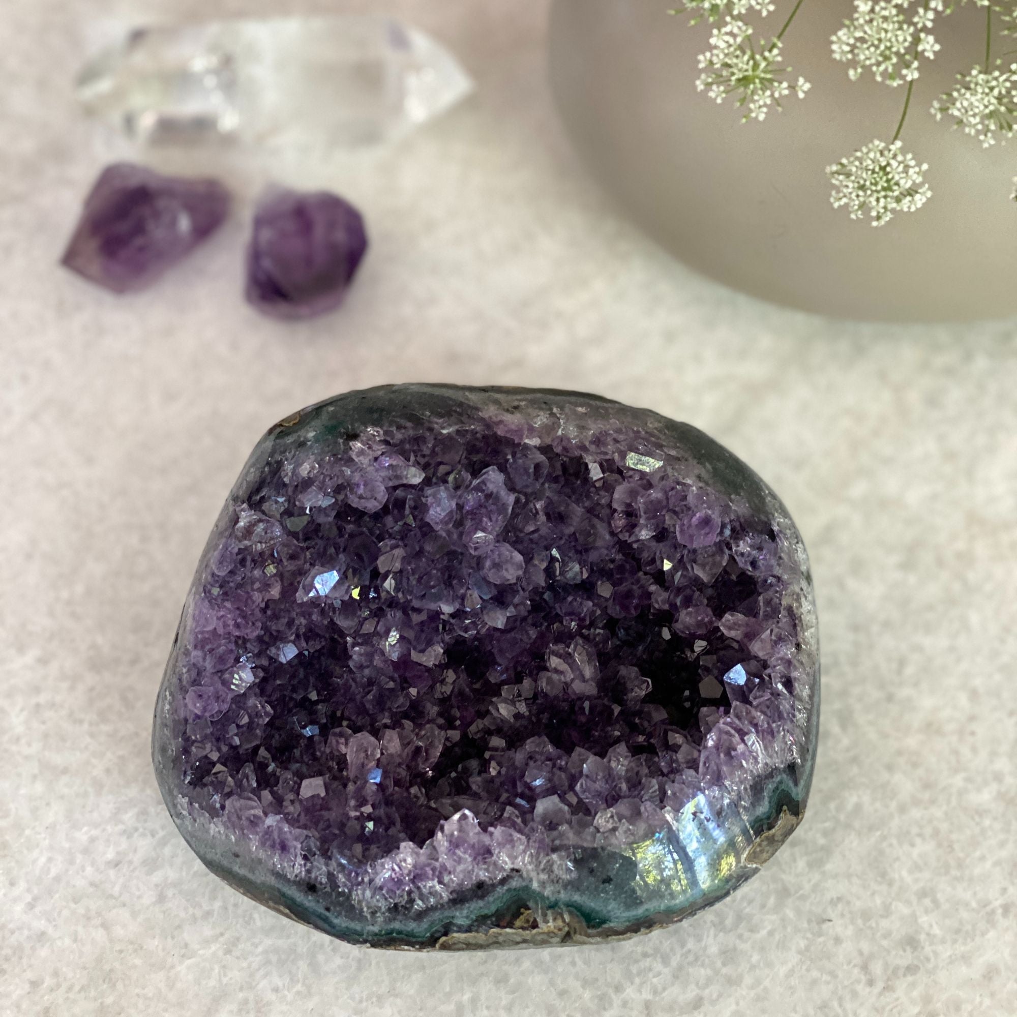 Deep Purple Amethyst Geode Bowl, Perfect for Home Decor