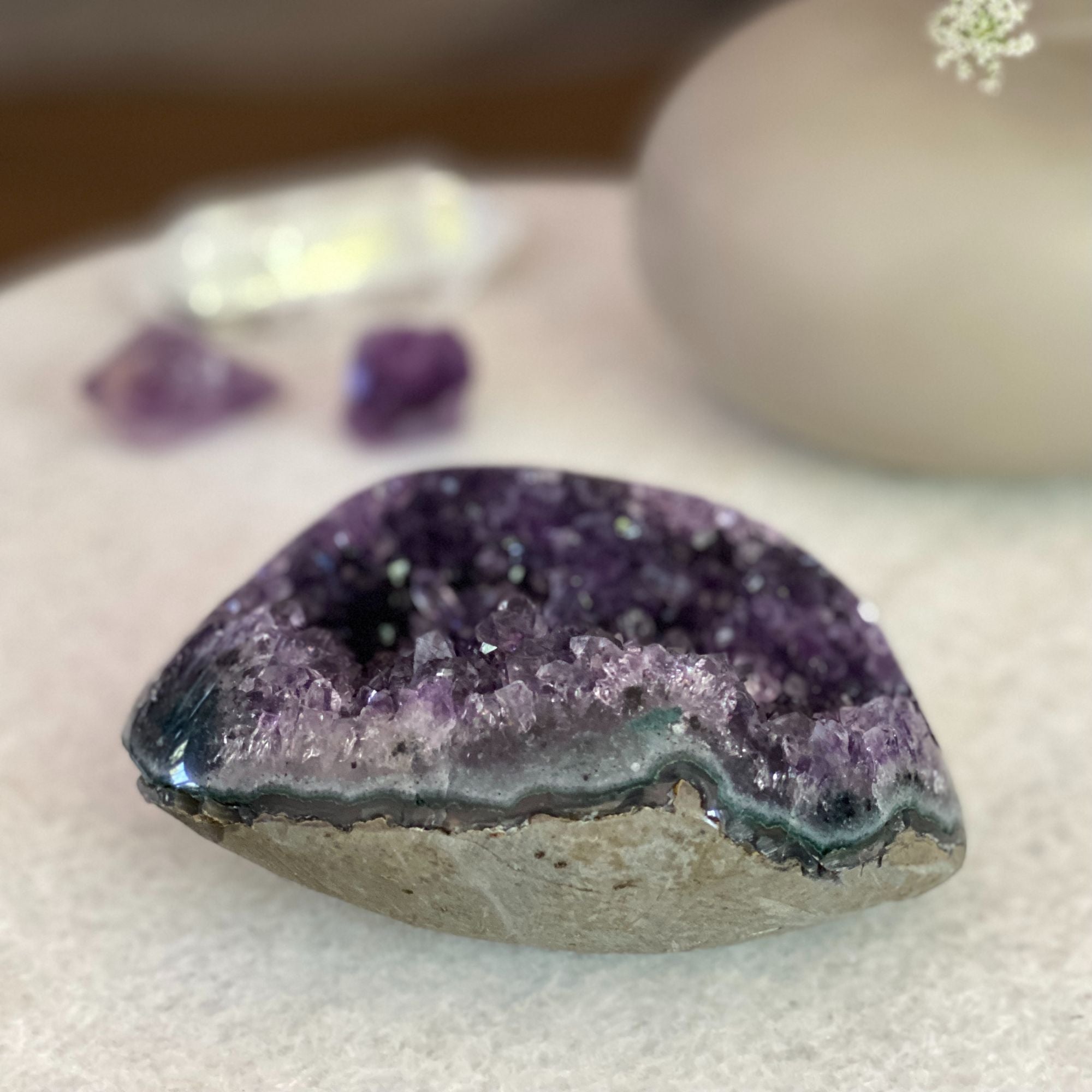 Deep Purple Amethyst Geode Bowl, Perfect for Home Decor