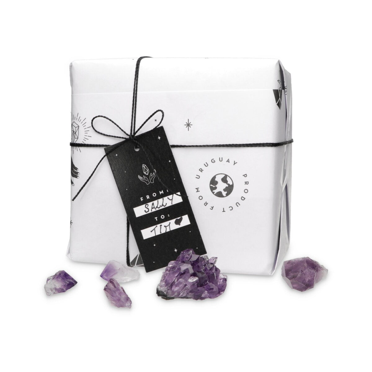 Galaxy Dark Amethyst with metallic base included, Black crystal for home decoration