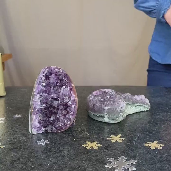 Druzy Crystal Set with 2 pieces, (2 Lb SET), Moon and sparkle crystal cluster stone for home decoration, perfect for mineral collectors