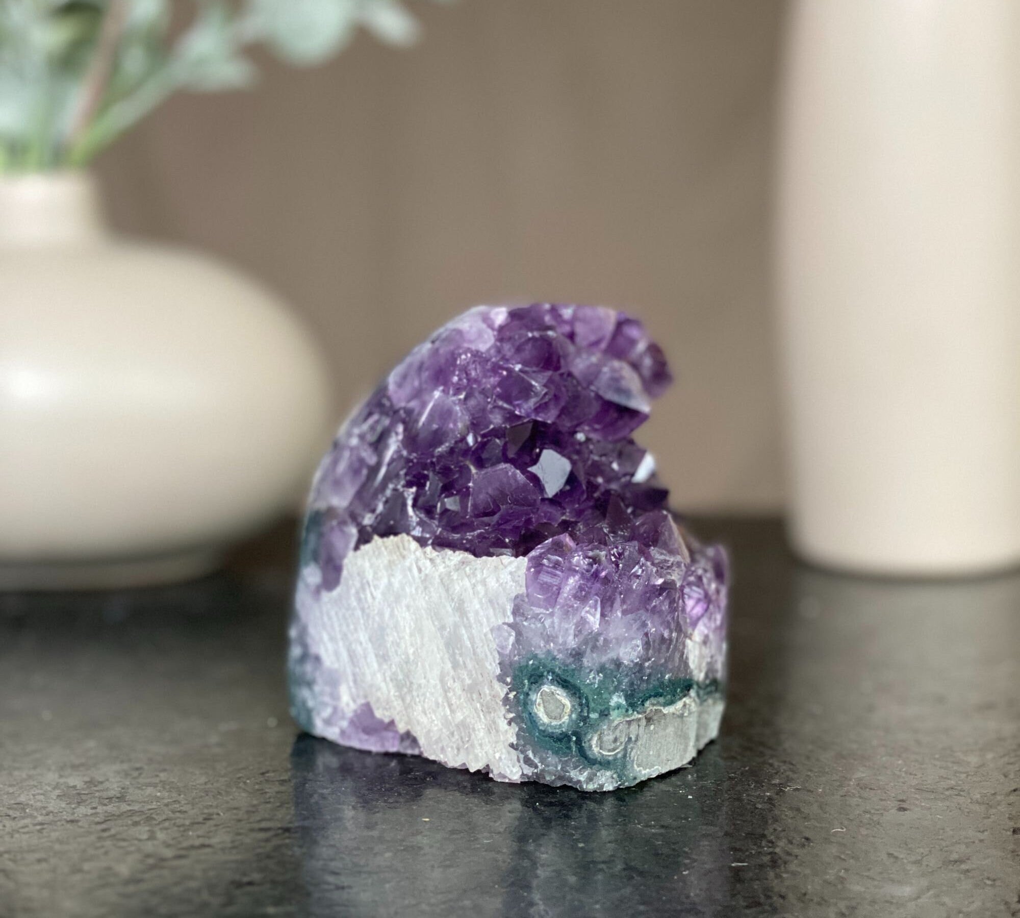 Amethyst raw stone, Unique raw geode, large crystal cluster