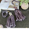 Curtains Tie Back with Amethyst Crystal and Merino Wool Tassels, Garland with Stalactite Stone, window curtains holder, Natural Wall Hanging