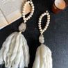 Beaded Garland with Tassels made from Merino Wool and Stalactite Crystal, One of a kind decor piece, Boho Beads for Coffee Table